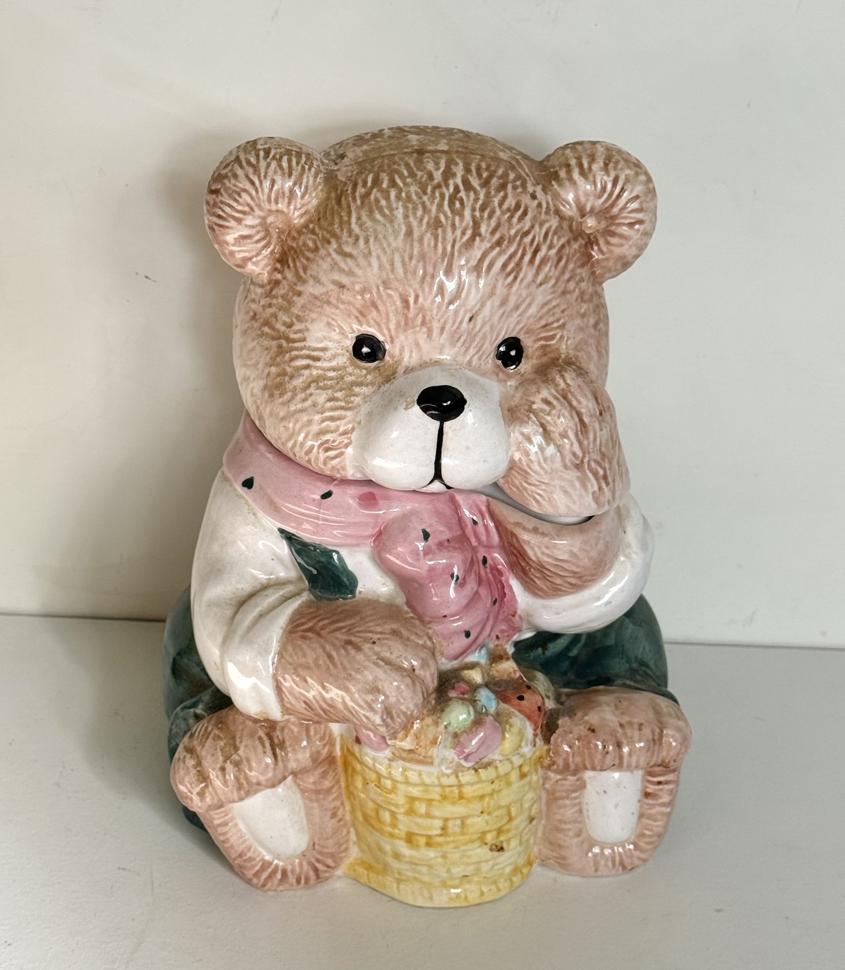 Vintage Ceramic Teddy Bear Cookie Jar Collection Decor
