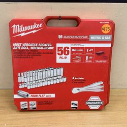 MILWAUKEE 48-22-9008 56 PC./P 3/8” METRIC & SAE RATCHET AND SOCKETS WITH FOUR FLAT SIDED