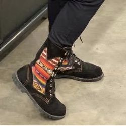 Lace-up black suede boots Size 8.5