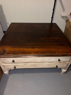 Two-Tone Wood Coffee Table with Drawers