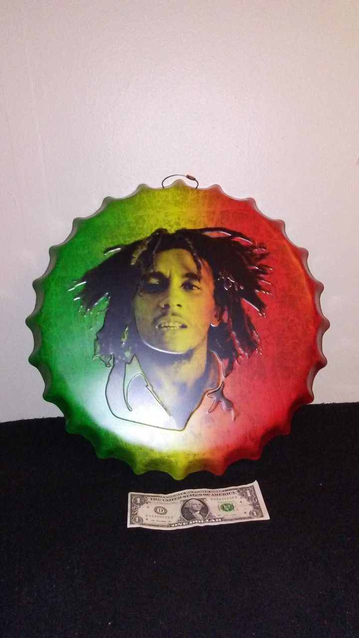 Bob Marley metal bottle cap sign