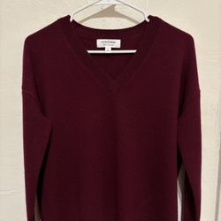 Nordstrom Women's Burgundy Cashmere V-Neck Sweater 