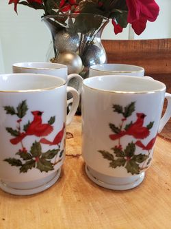 Vintage Cardinal mugs by Lefton