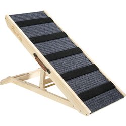 Large Dog Ramp for Bed Couch, Extra Wide Portable Wooden Pet Ramp, 4 Adjustable Height 