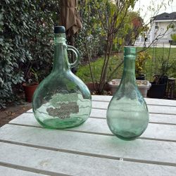 Vintage Almaden Vineyards Green Glass One Gallon Wine Bottles