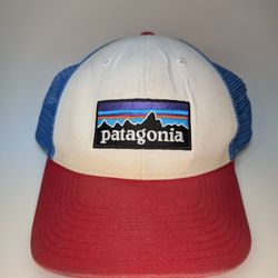 Patagonia Mountain Hat Red White Blue Mesh Back Adjustable Snapback Cap Men’s