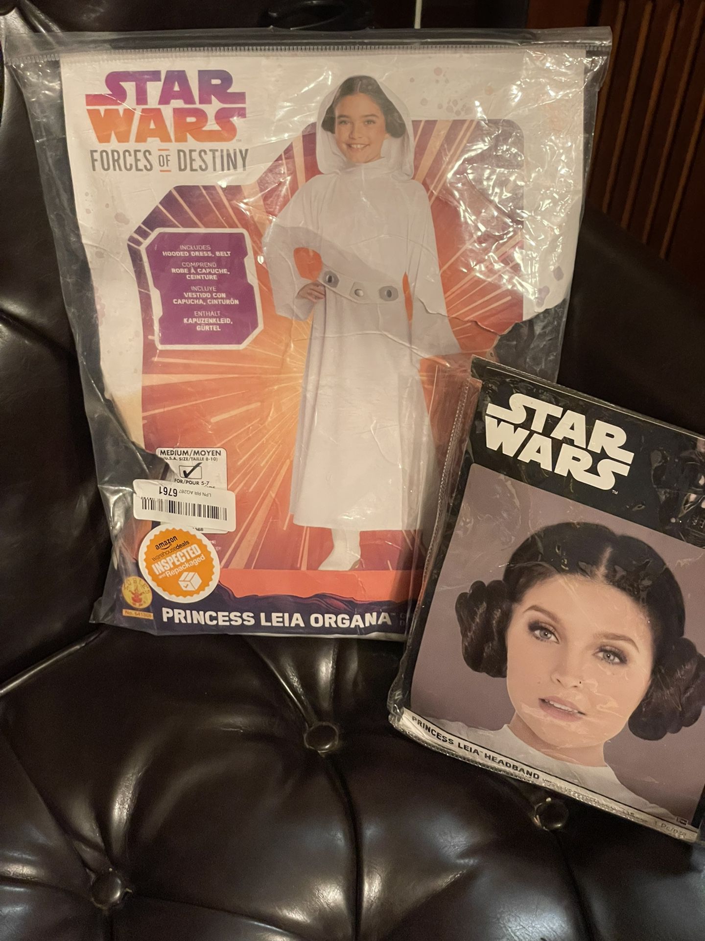 Star Wars Princess Leia Costume Medium Kids 5-7 With Hair