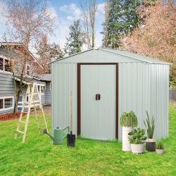 White Metal Backyard Tool Shed 8ft x 4ft: Outdoor, Metal Foundation, for Garden & Patio