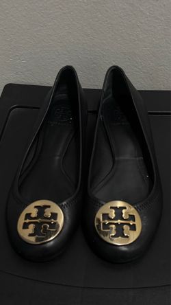 Tory Burch Black Leather Ballet Flats