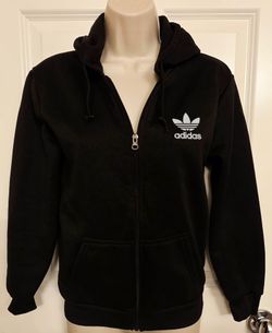 Black Trefoil Zip-Up Hoodie