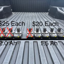 RYOBI 18V 2Ah & 1.5Ah Batteries **See Photo/Description For Pricing**