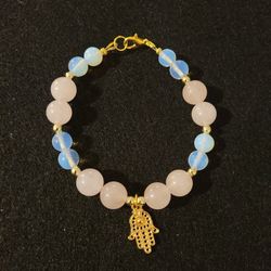 Moonstone and Pink Quartz Bracelet