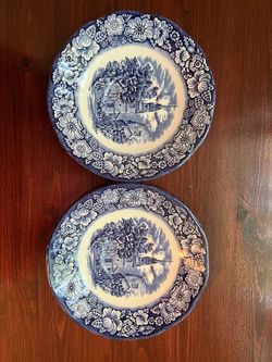 Various vintage blue & white cup & saucer sets, made in England, starting at $4/piece