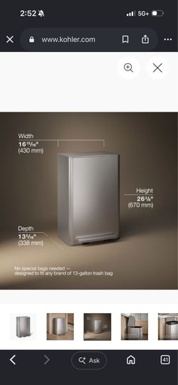 Brand New - Kohler 6L Stainless Steel Step Can - 2 Pack