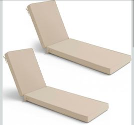 Chaise Lounge Cushions Outdoor Set of 2, 72 x 21 x 3 Inch, Cream