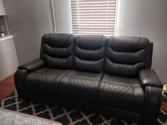 Full Size Couch And Double Rocker Recliner Love Seat With Center Console  Thumbnail