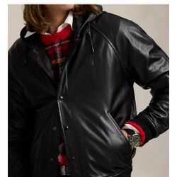 Polo Ralph Lauren Leather Hooded Jacket 