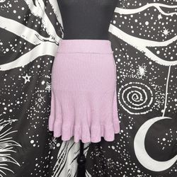 Free People Solid Gold Ribbed Mini Skirt Purple Sz XS