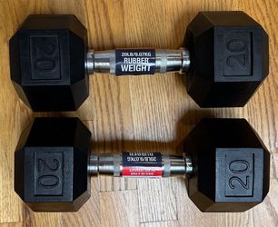 Set of (2) CAP Barbell 20lb Rubber Hex Dumbbells