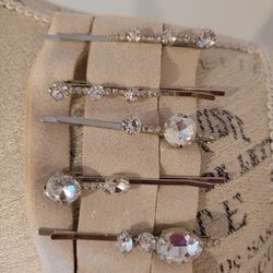 Silver Rhinestone Hair Pins-perfect For Flower Girl