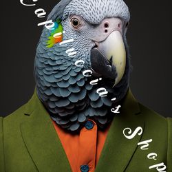 Beautiful bird dressed up in a suit poster