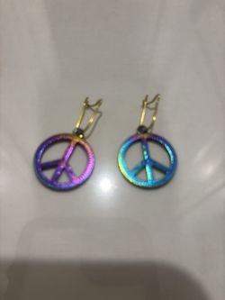 Peace Sign Earrings Drop Dangle