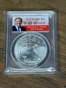 2017 PCGS MS70 First Strike Silver Eagle Donald J. Trump Label 1 oz .999
