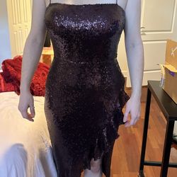 Gorgeous Purple Sequin Dress with Ruffle Detail - Large