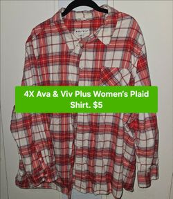 4X Ava & Viv Plus Women’s Plaid Shirt