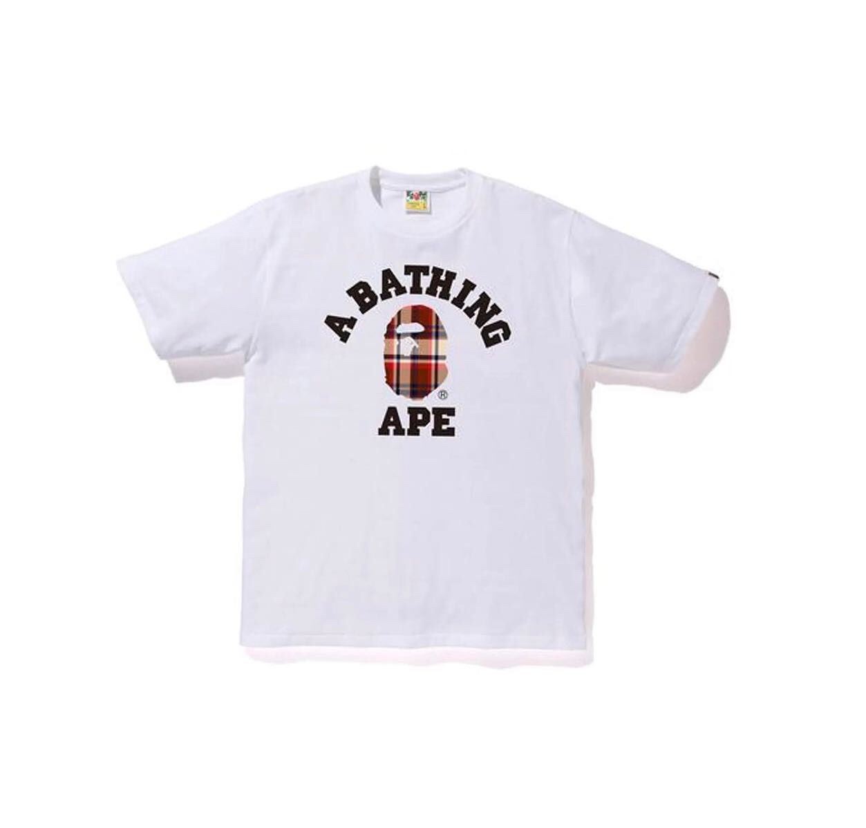 Bape White Plaid College Tee