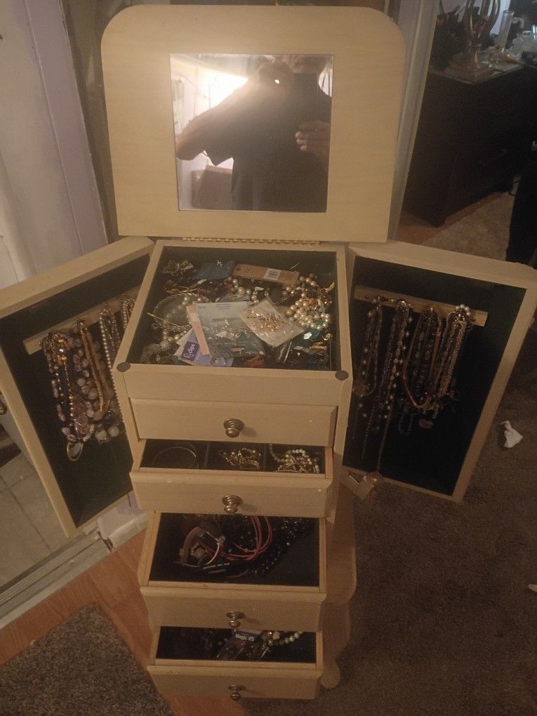 Powell Jewelry Box With Misc. Jewelry For Sale