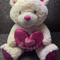 Way To Celebrate Valentine’s Day Pink Sequin Teddy Bear Plush 15” Stuffed Animal