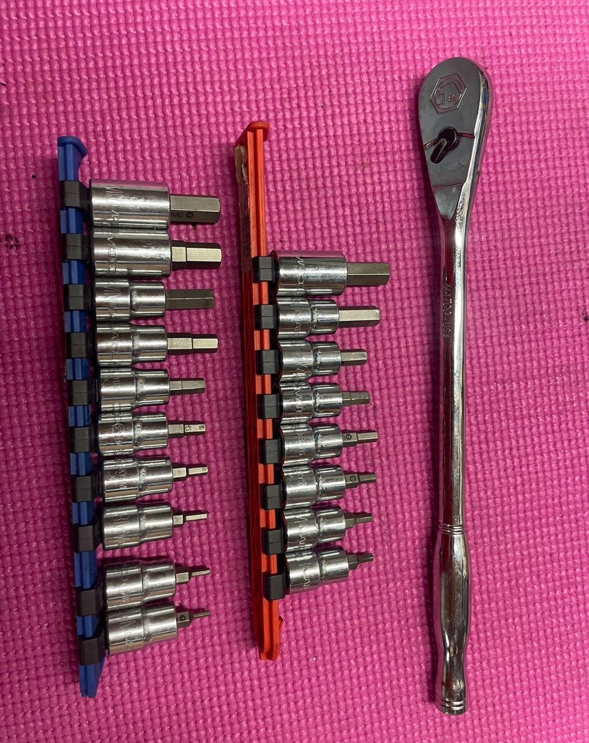 Matco Tools 3/8 Ratchet And Allen Socket Sets METRIC and SAE Willing to trade Keywords : Marco tools Mac tools SnapOn tools snap on lifetime