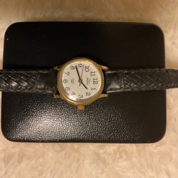 Vintage TIMEX INDIGLO watch With Black Leather Band