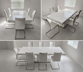 Modern White Dining Table + 6 Chairs – Priced to Sell