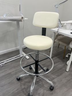 Rolling Bar Chair, Adjustable Side Table, Storage Cart & Desk Lamp