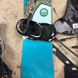 Burton Snowboard 142 Cm With Bindings And Boots Size 6, 7, 8, 9