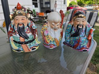 Vintage Lot of 3 Wise Chinese Figurines 10 "