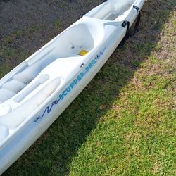 2 Kayaks. Good Condition Includes Paddles And Dolly