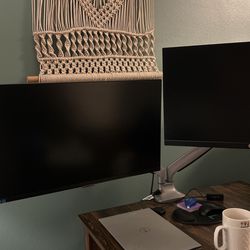 Dual Monitor Arms Stand + 1 Samsung Monitor Included 