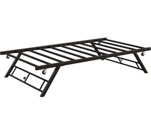 Stand Up Trundle Day Bed, Pop Up Trundle. Twin Trundle Bed Frame Only, Metal Slats Support with Lock