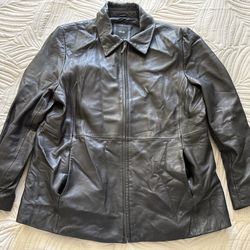 JLC New York Black Leather Jacket Men XL Full Zip Coat Soft Lambskin