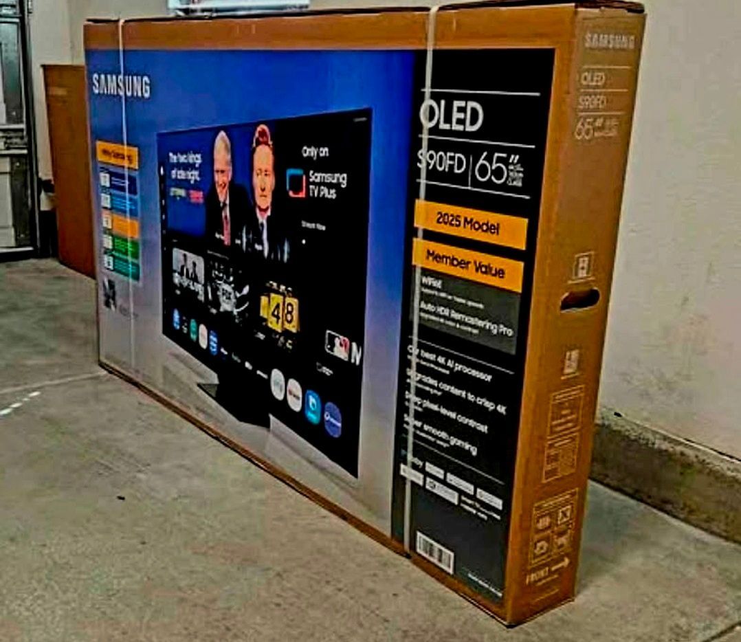 New 65 Inch OLED S90F Samsung Smart TV 4K UHD woth 144 Hz refresh rate. Brand new factory sealed. 2025 Model.