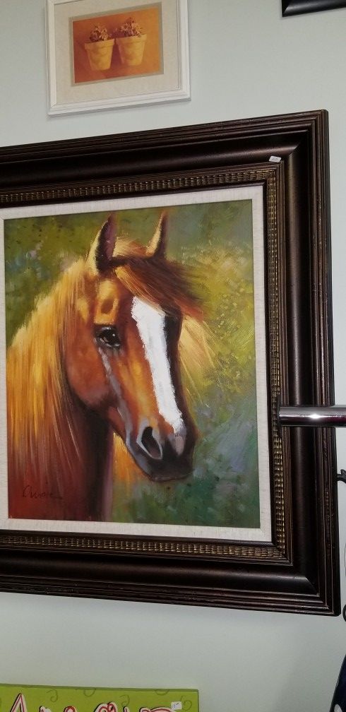 Horse painting framed