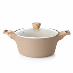 SENSARTE Ceramic Nonstick Stock Pot With Lid, 4.5 QT, Taupe