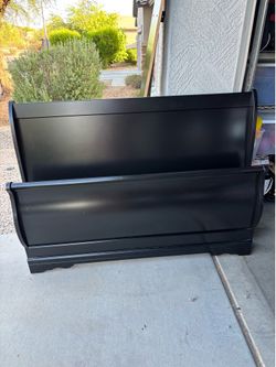 Queen Sleigh bed frame and matching nightstands
