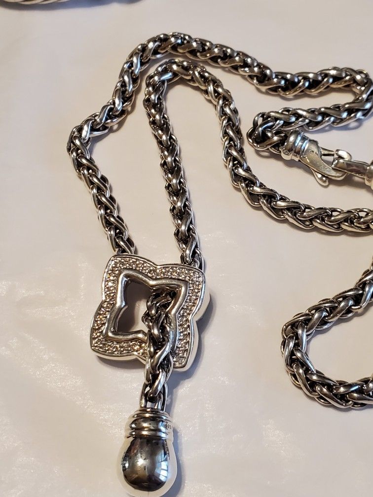 David Yurman Diamond Quatrefoil Lariat Necklace