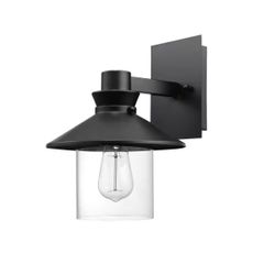 Globe Electric Westmister Black Farmhouse Indoor/Outdoor 1-Light Wall Sconce with Clear Glass Shade