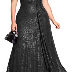 Black Sequined Formal Dress