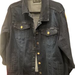 Plus Size Dark Denim Jacket 
